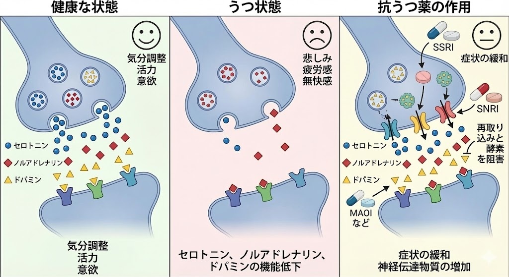 抗うつ剤の作用機序と神経伝達物質への影響