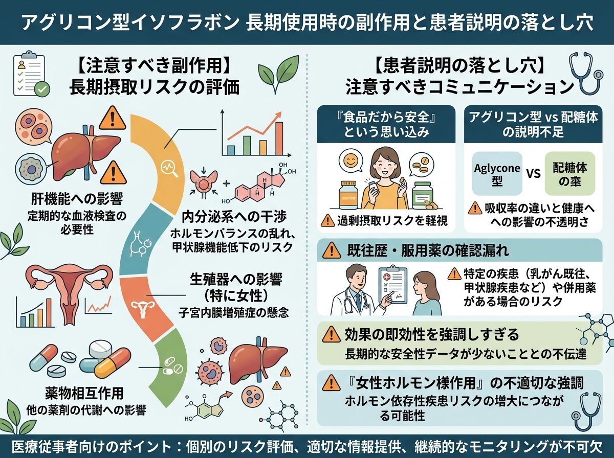 アグリコン型イソフラボン 副作用に関する長期使用と患者説明の落とし穴