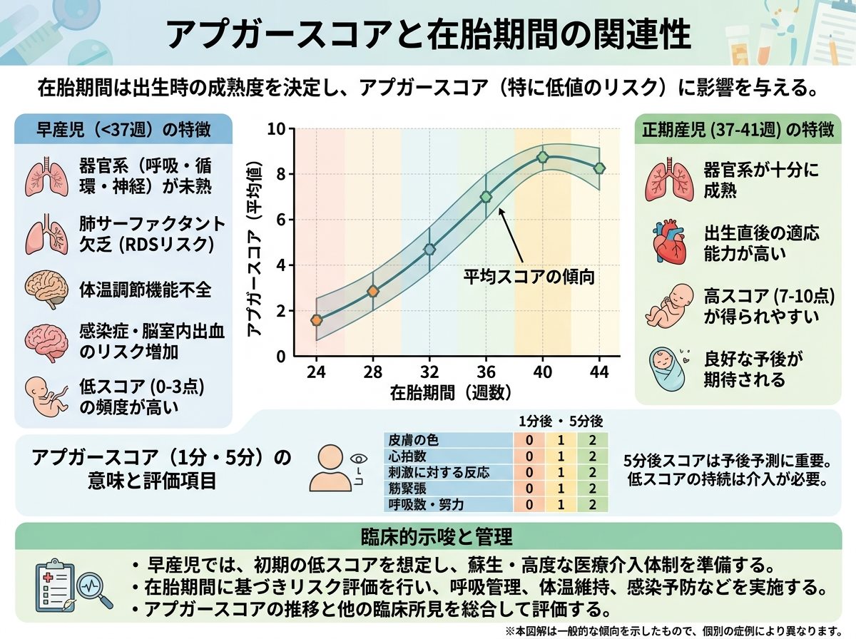 アプガースコアと在胎期間の関連性
