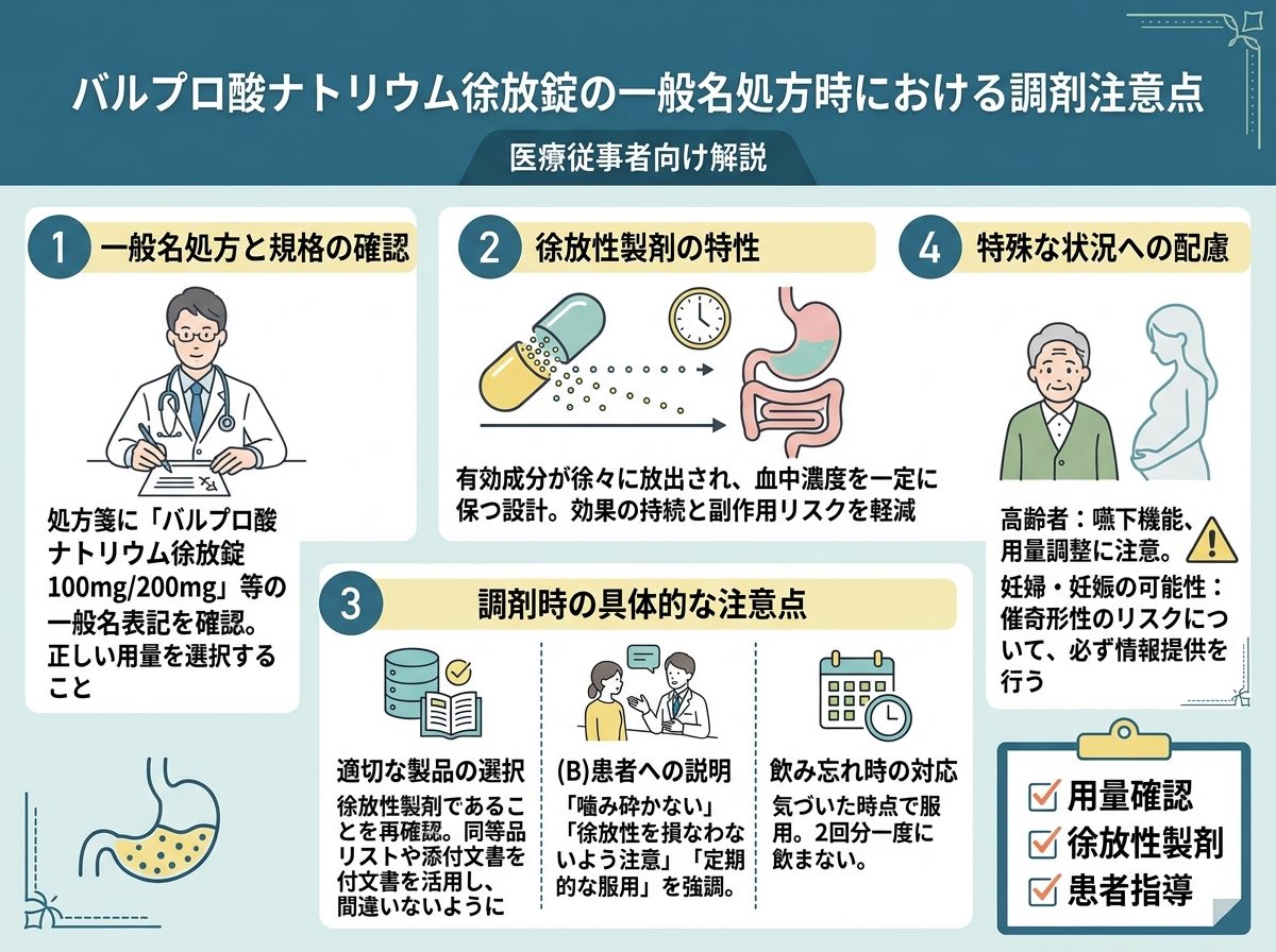 バルプロ酸ナトリウム徐放錠の一般名処方時における調剤注意点