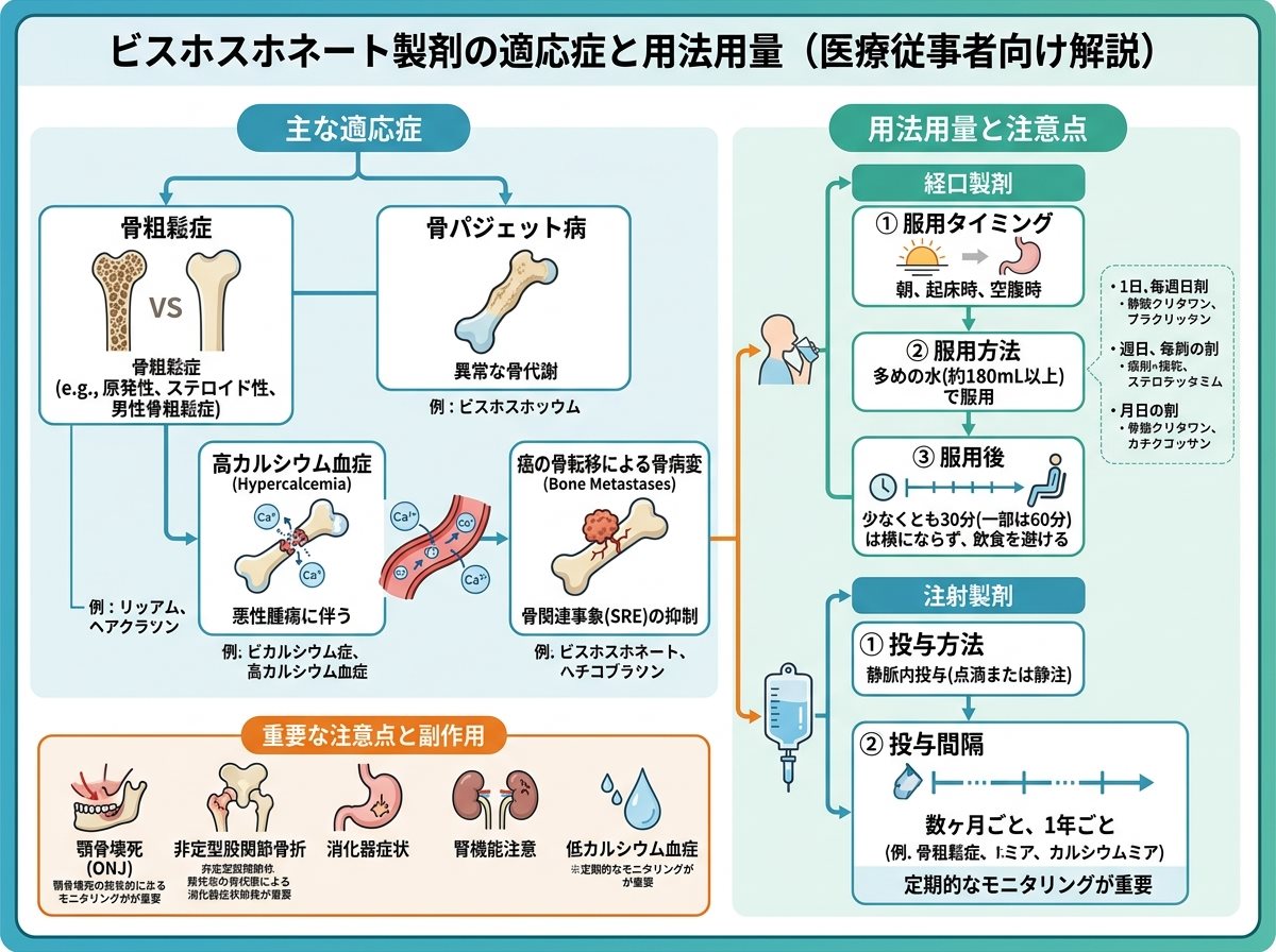 ビスホスホネート製剤の適応症と用法用量