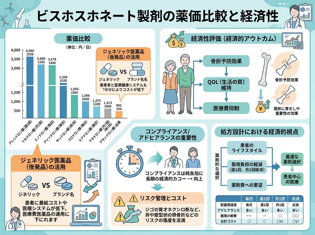 ビスホスホネート製剤の薬価比較と経済性