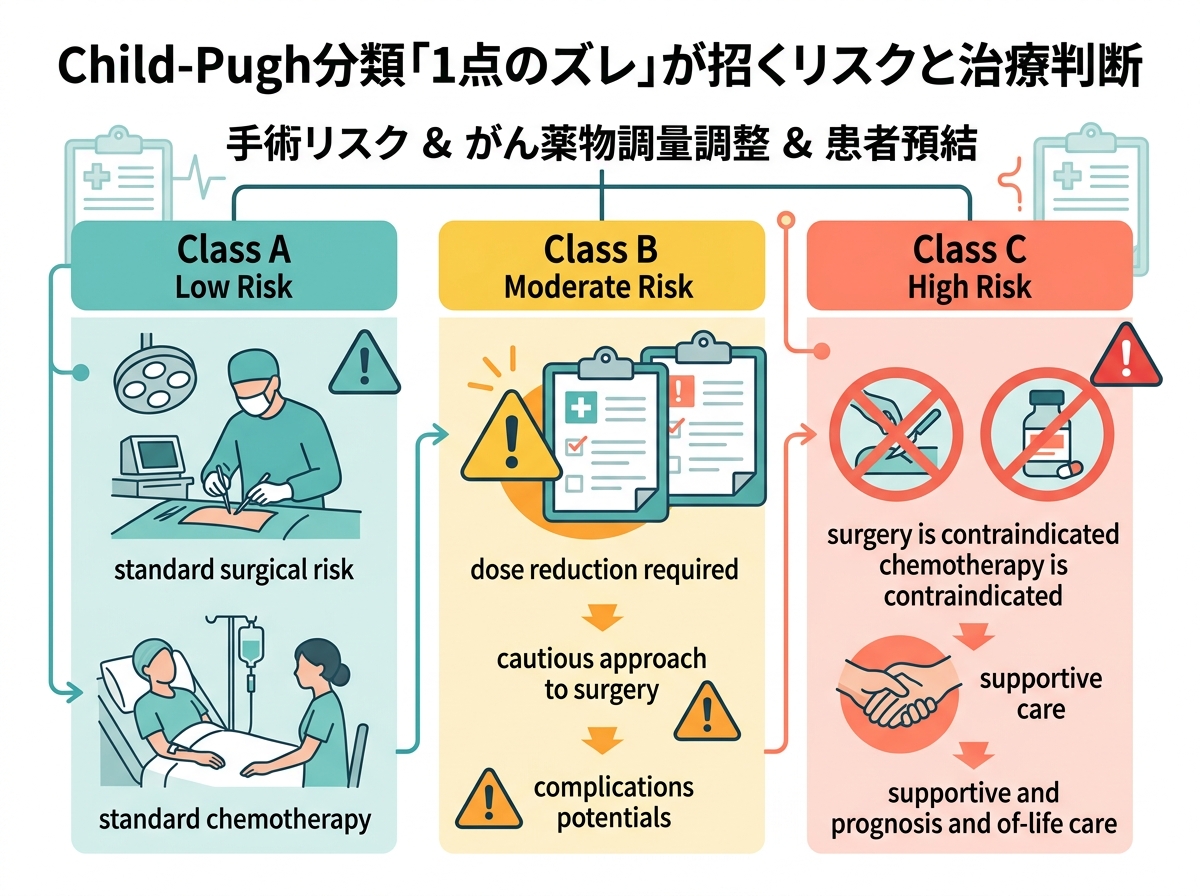 Child-Pugh分類 「1点のズレ」が招くリスクと治療判断