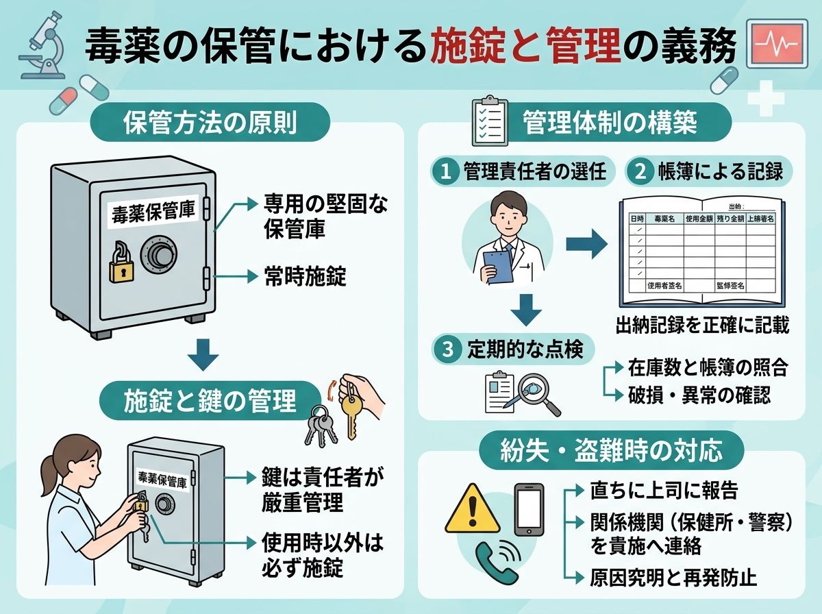 毒薬の保管における施錠と管理の義務