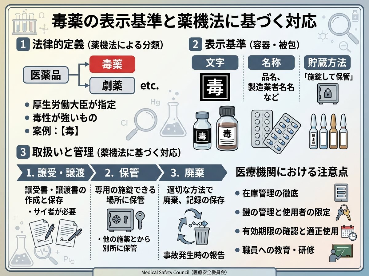 毒薬の表示基準と薬機法に基づく対応