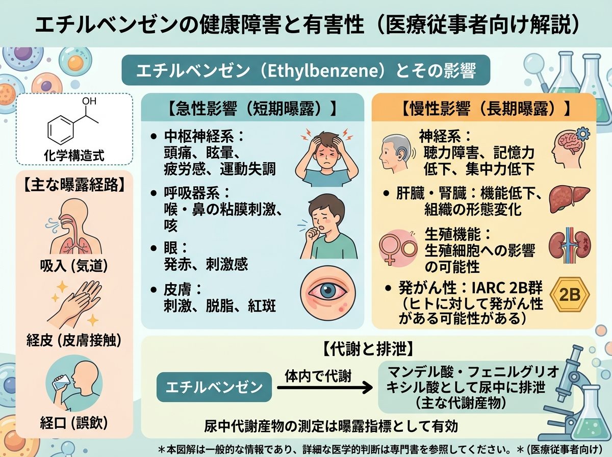 エチルベンゼンの健康障害と有害性