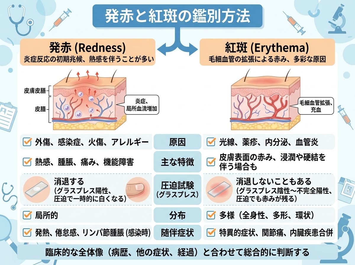 発赤と紅斑の鑑別方法
