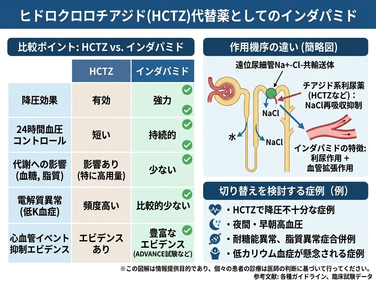ヒドロクロロチアジド代替薬としてのインダパミド