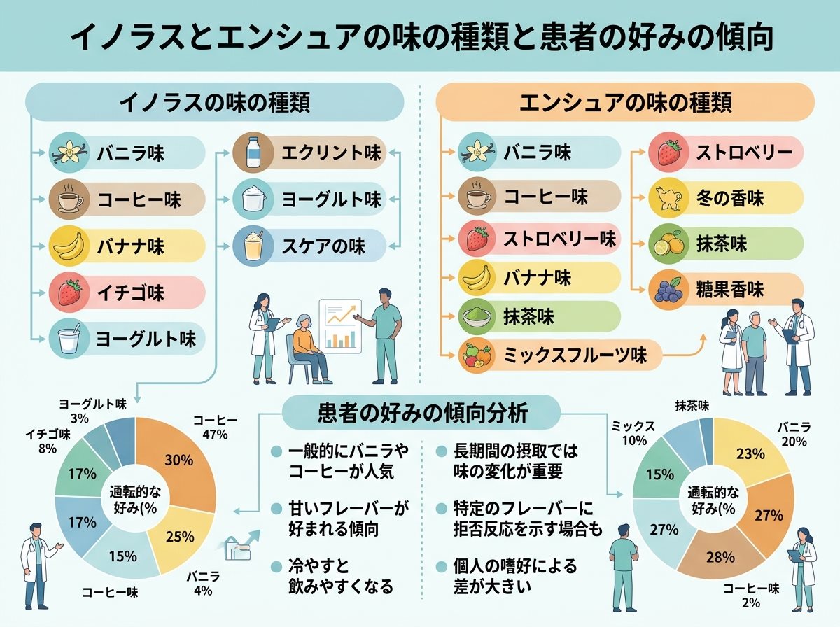 イノラスとエンシュアの味の種類と患者の好みの傾向