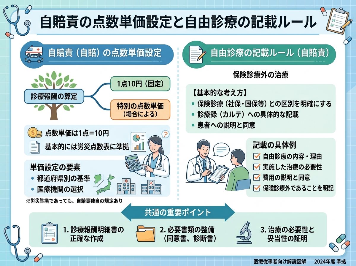 自賠責の点数単価設定と自由診療の記載ルール