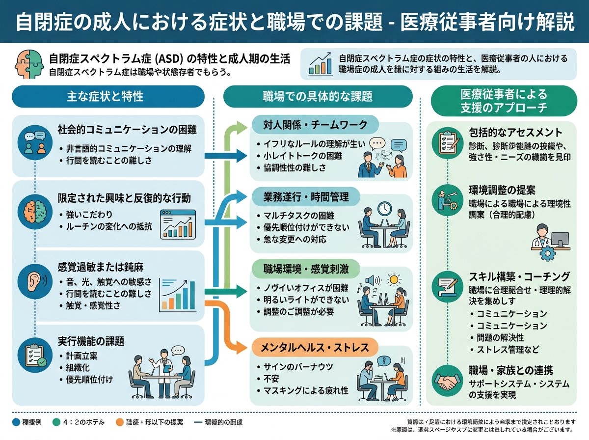 自閉症の成人における症状と職場での課題