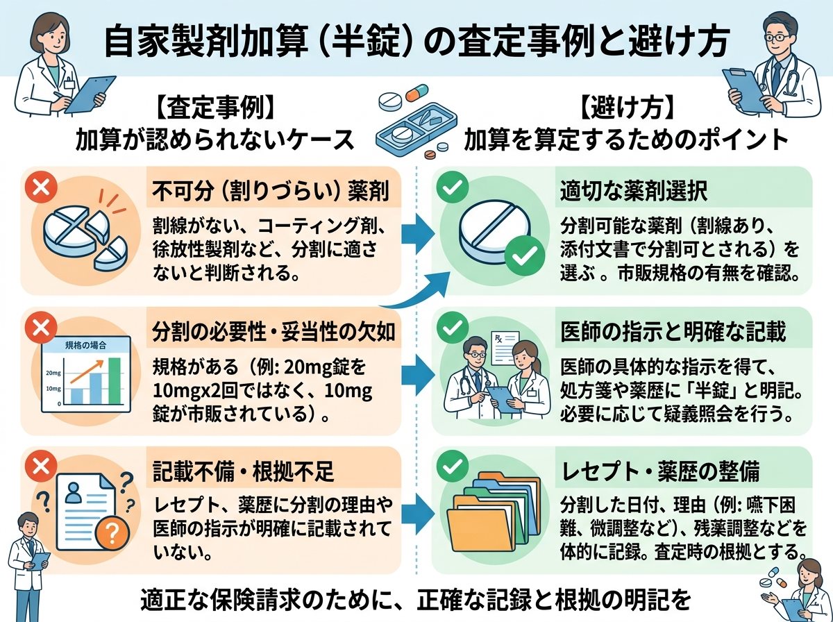 自家製剤加算 半錠の査定事例と避け方