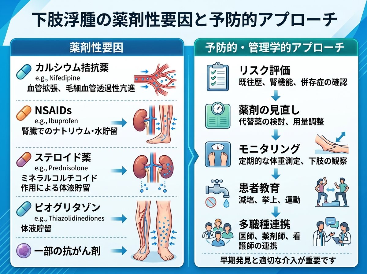 下肢浮腫の薬剤性要因と予防的アプローチ