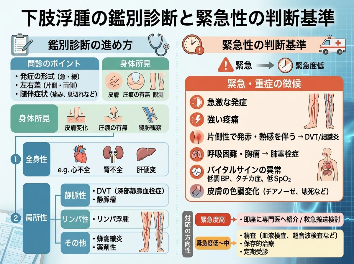 下肢浮腫の鑑別診断と緊急性の判断基準