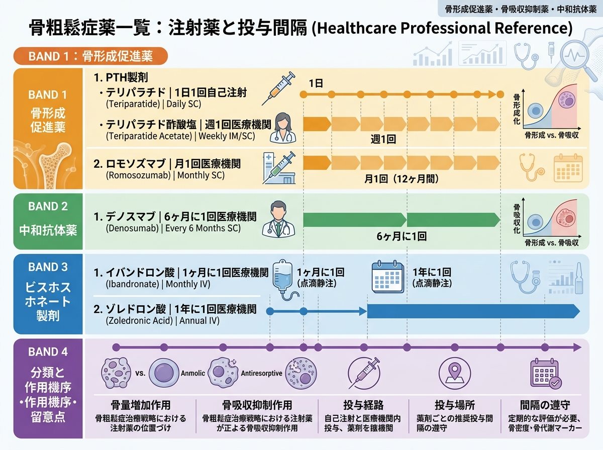 骨粗鬆症薬一覧の注射薬と投与間隔