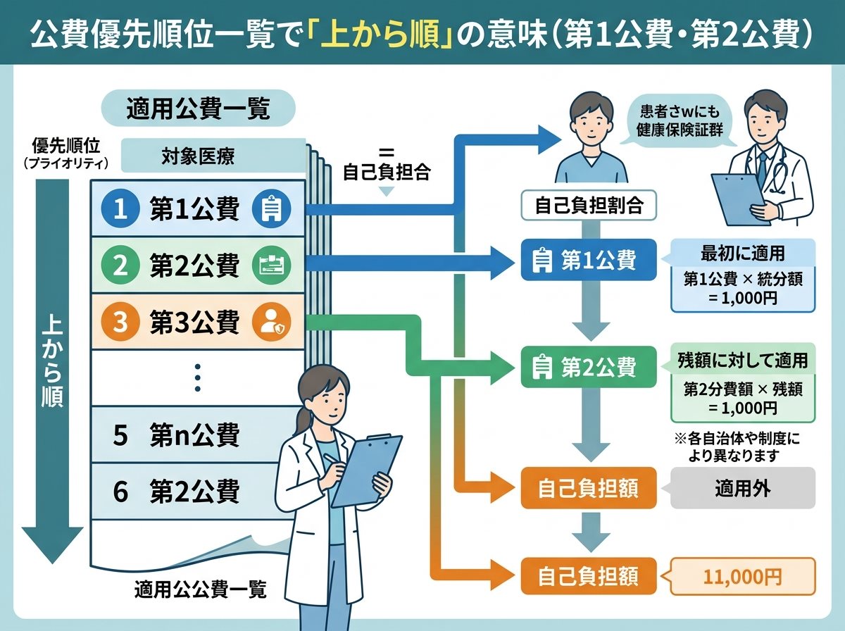 公費優先順位一覧で「上から順」の意味（第1公費・第2公費）