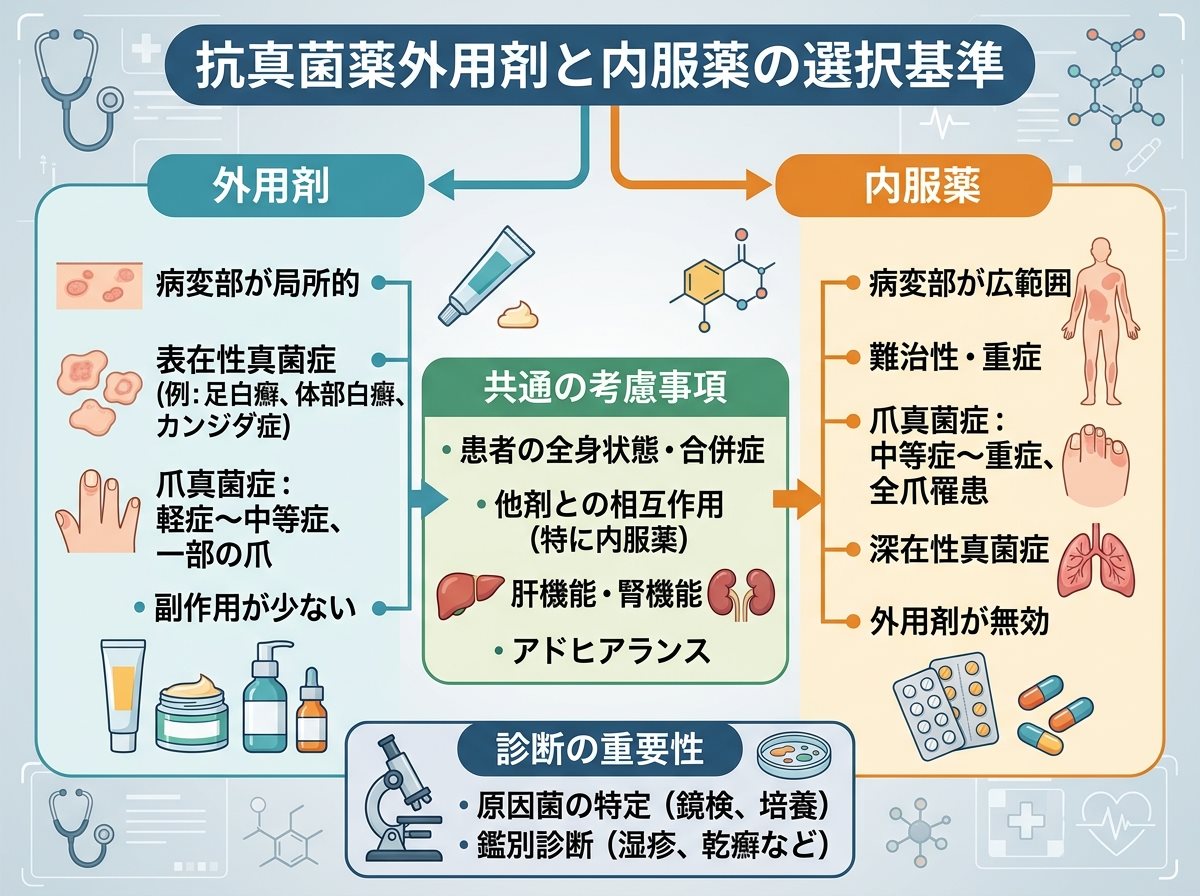 抗真菌薬外用剤と内服薬の選択基準