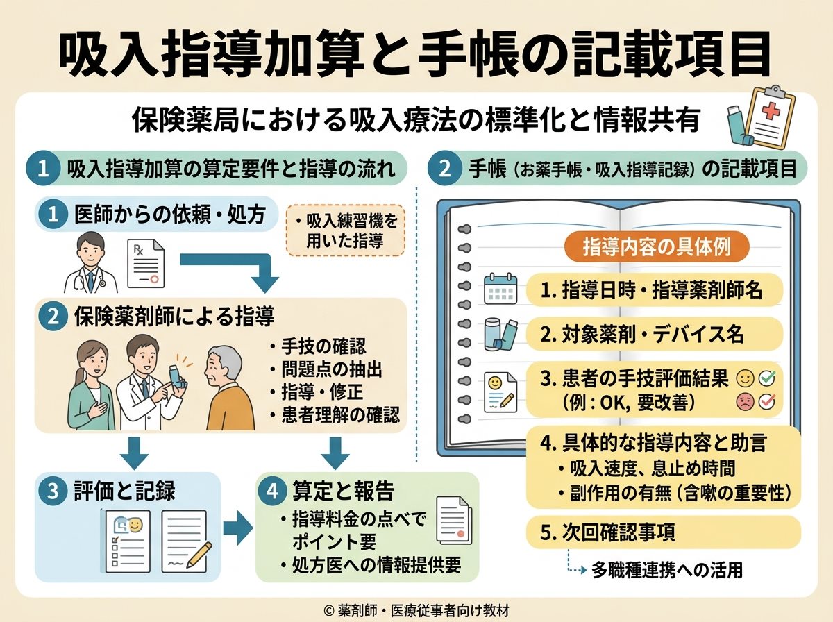 吸入指導加算と手帳の記載項目