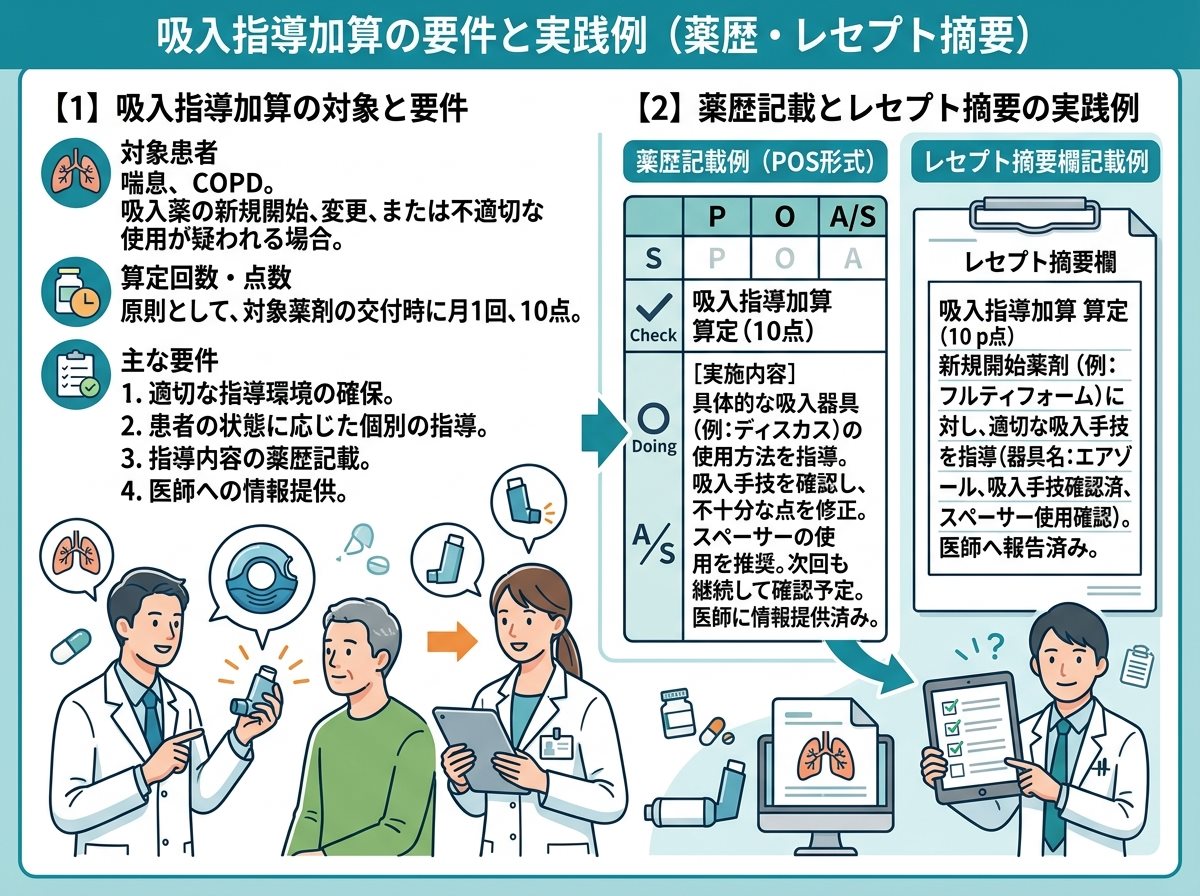 吸入指導加算の薬歴とレセプト摘要