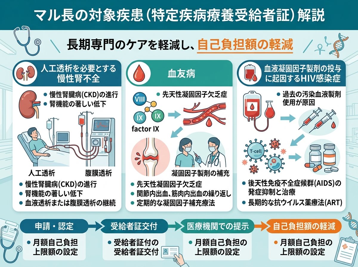 マル長の対象疾患（人工透析・慢性腎不全・血友病など）