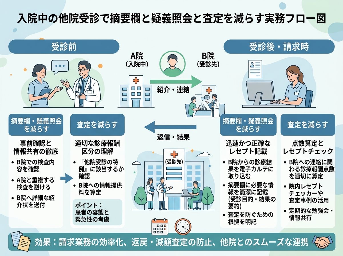 入院中の他院受診で摘要欄と疑義照会と査定を減らす実務