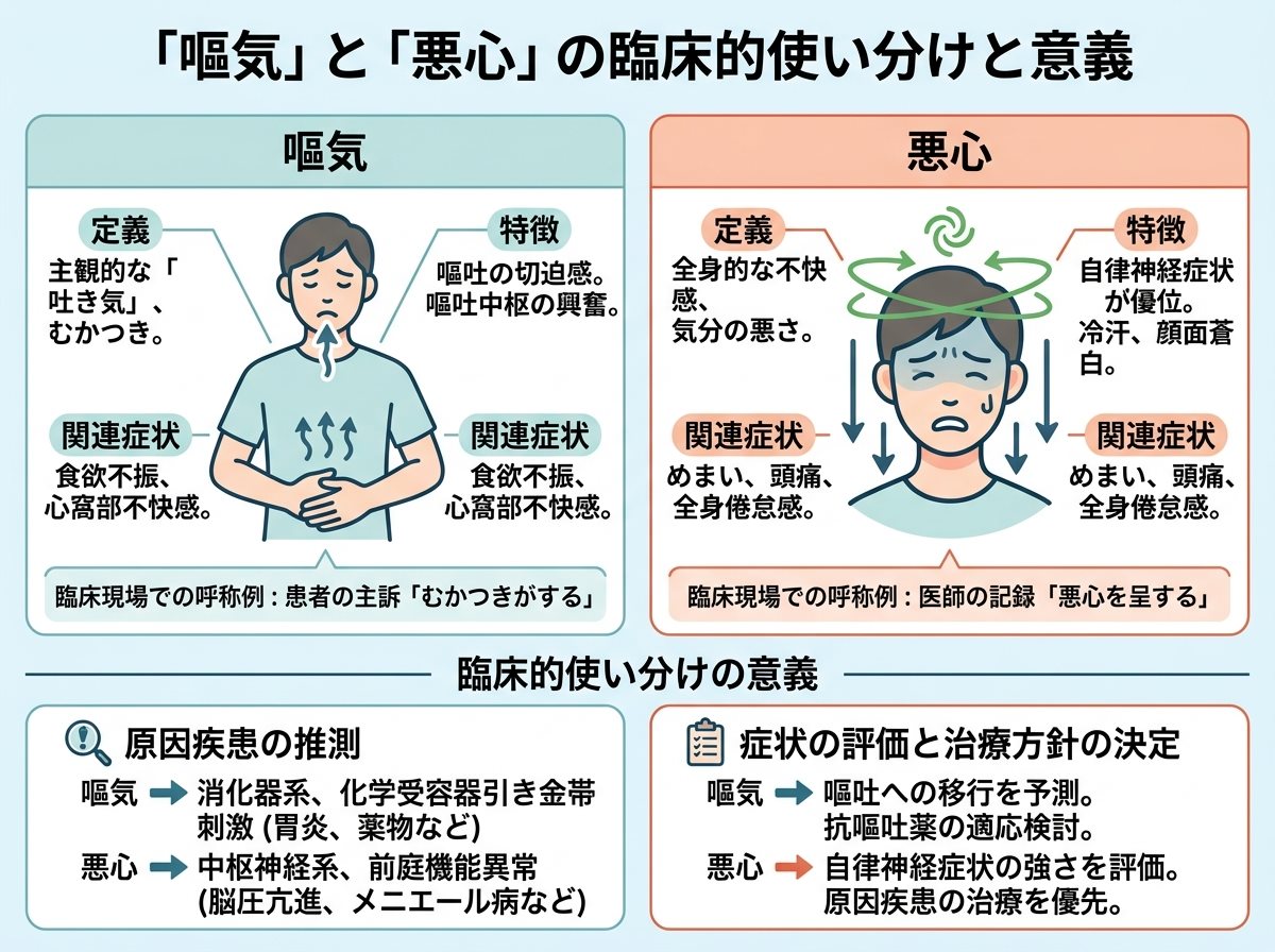 嘔気と悪心の臨床的使い分けと意義