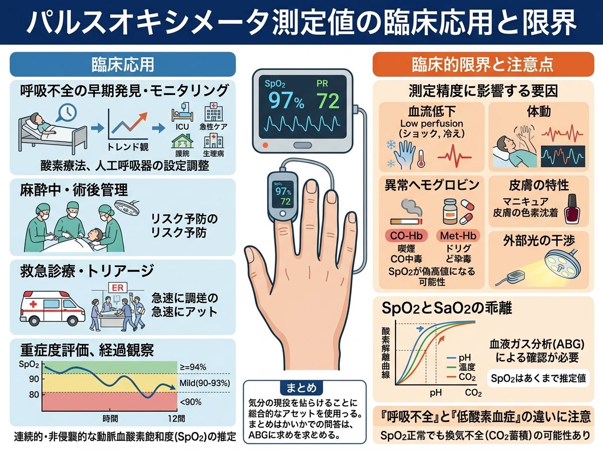 パルスオキシメータ測定値の臨床応用と限界