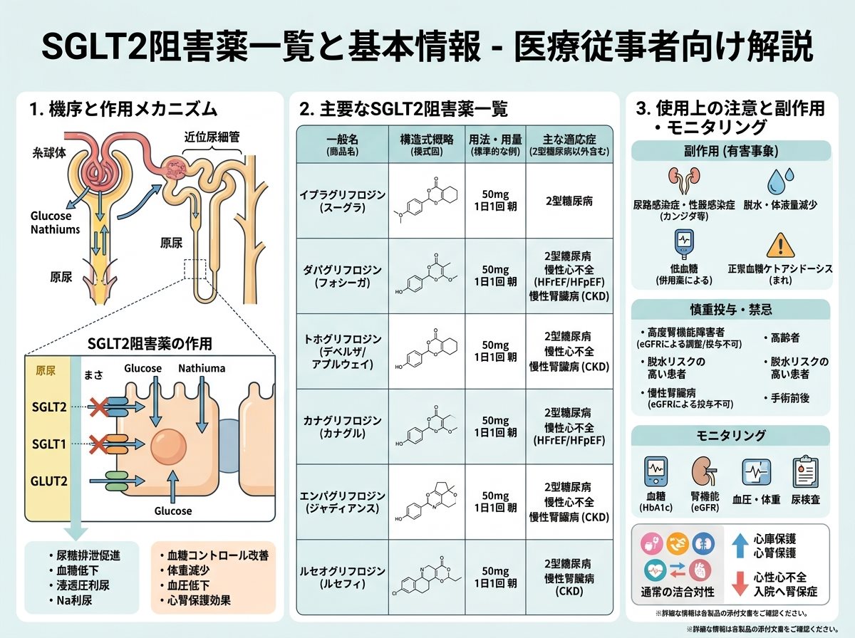 SGLT2阻害薬一覧と基本情報
