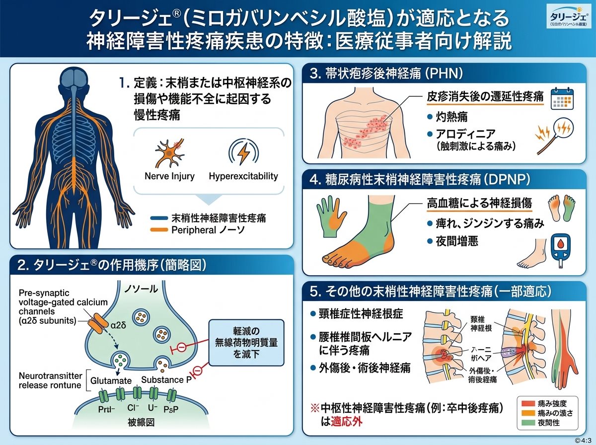 タリージェが適応となる神経障害性疼痛疾患の特徴