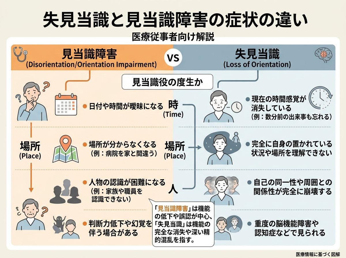 失見当識と見当識障害の症状の違い