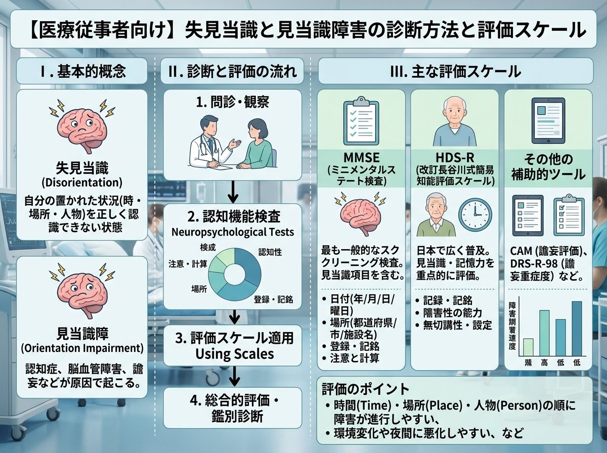 失見当識と見当識障害の診断方法と評価スケール