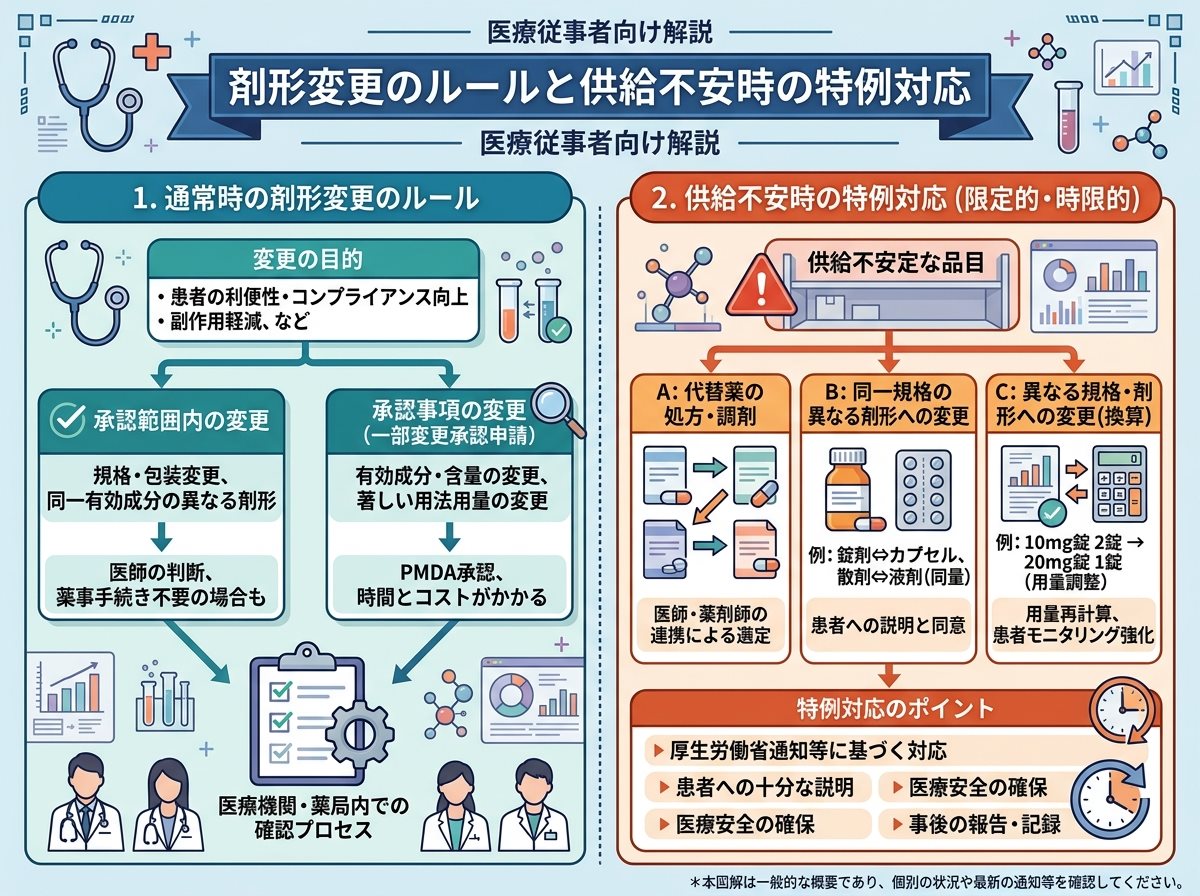 剤形変更のルールと供給不安時の特例対応