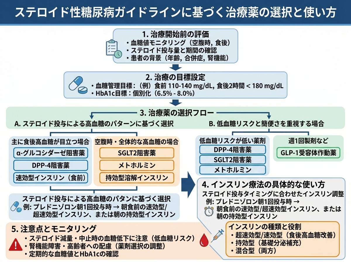 ステロイド性糖尿病ガイドラインが推奨する治療薬の選択と使い方