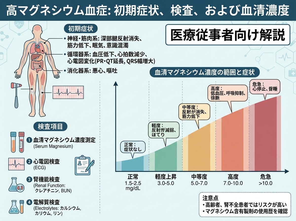高マグネシウム血症 初期症状の検査と血清マグネシウム濃度