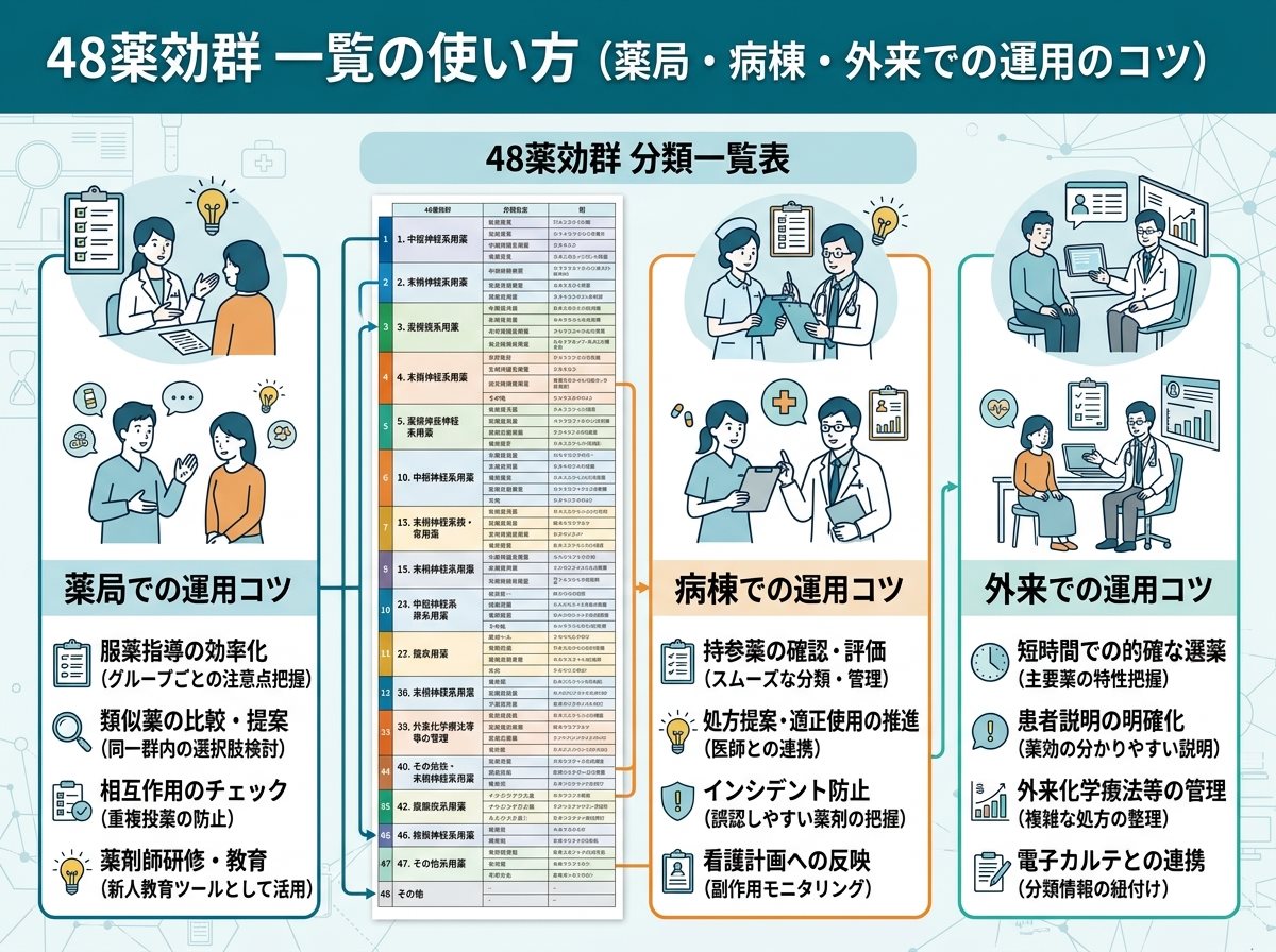 48薬効群 一覧の使い方（薬局・病棟・外来での運用のコツ）
