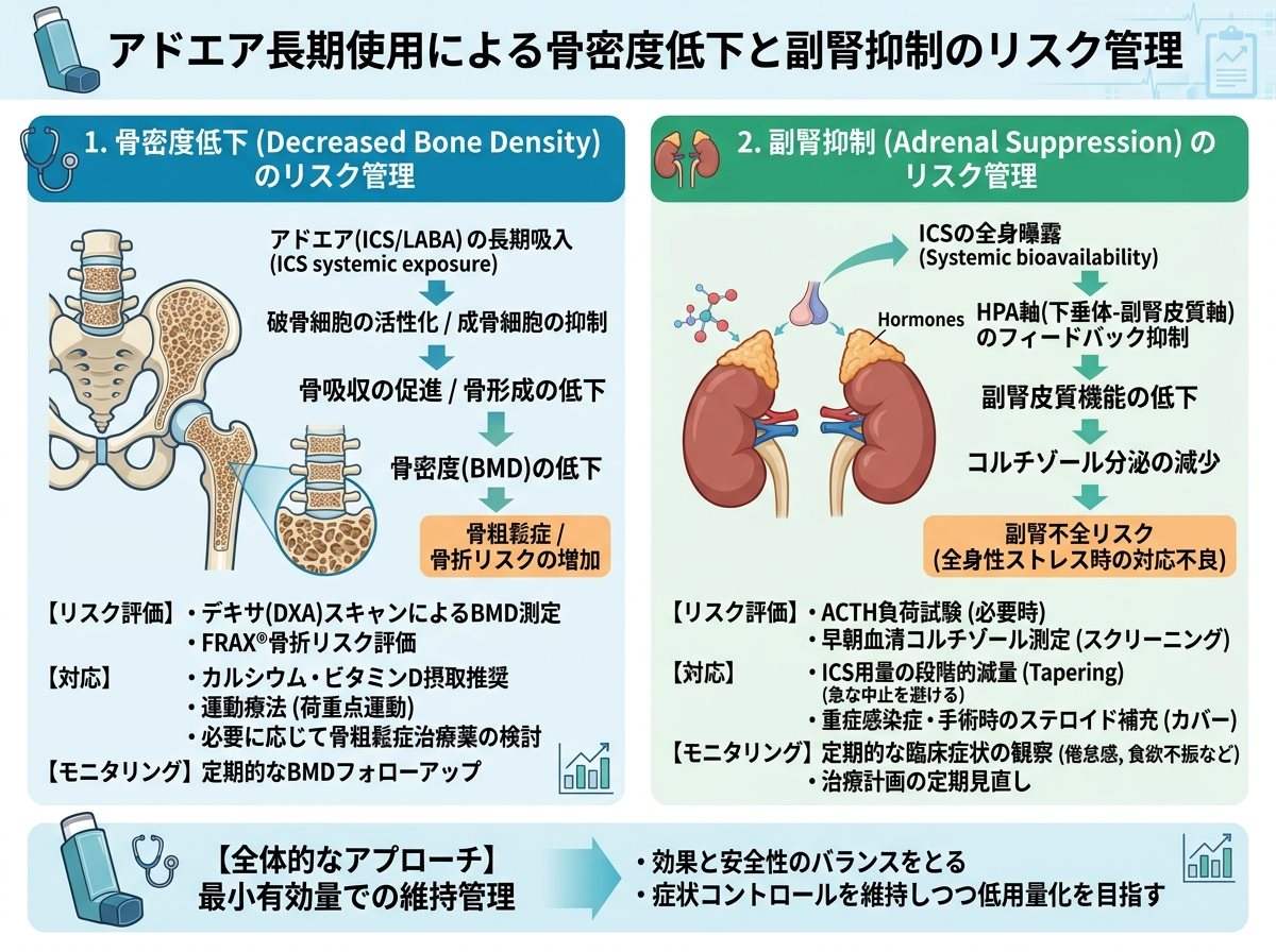 アドエア長期使用による骨密度低下と副腎抑制のリスク管理