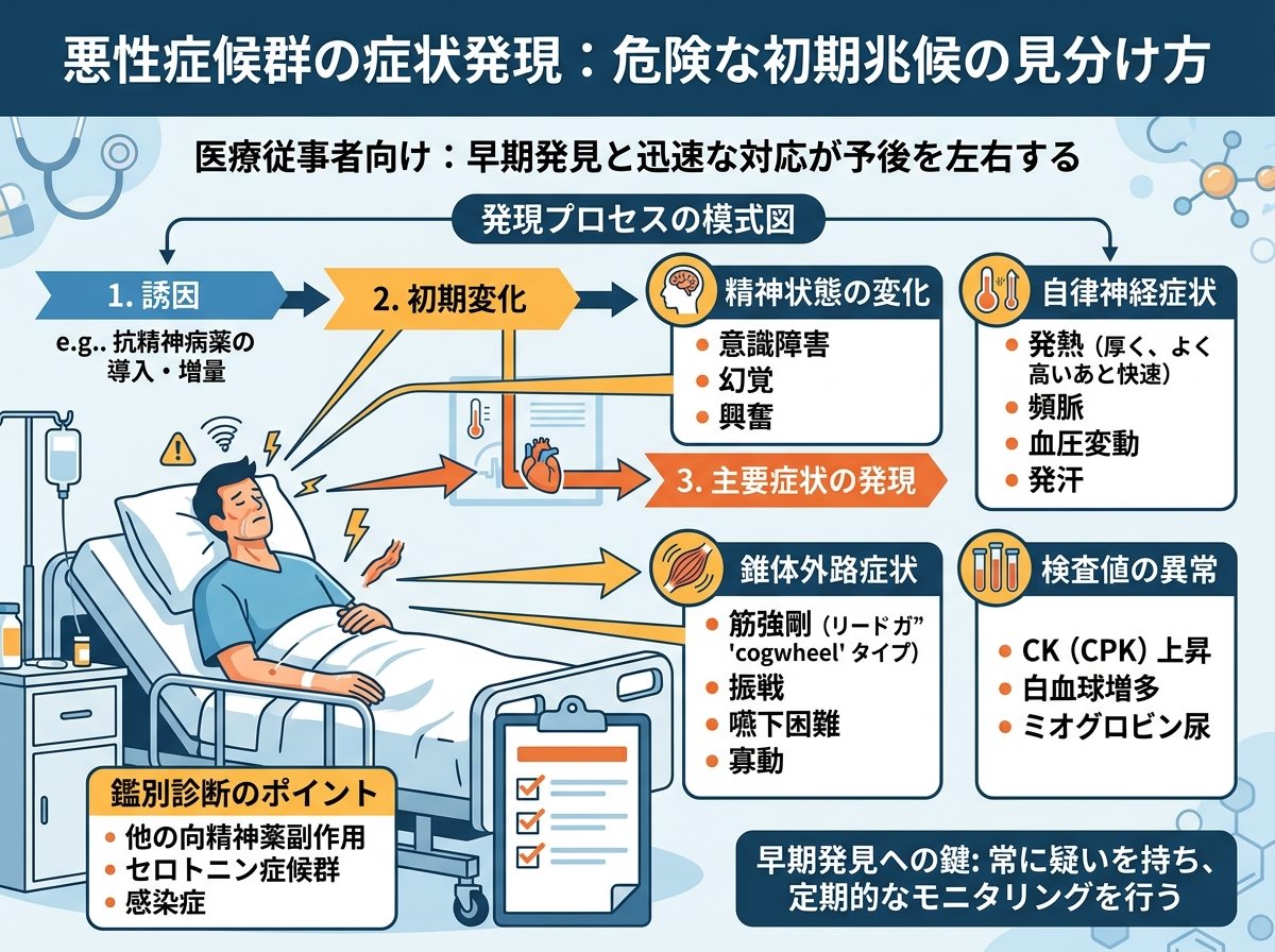 悪性症候群の症状発現:危険な初期兆候の見分け方
