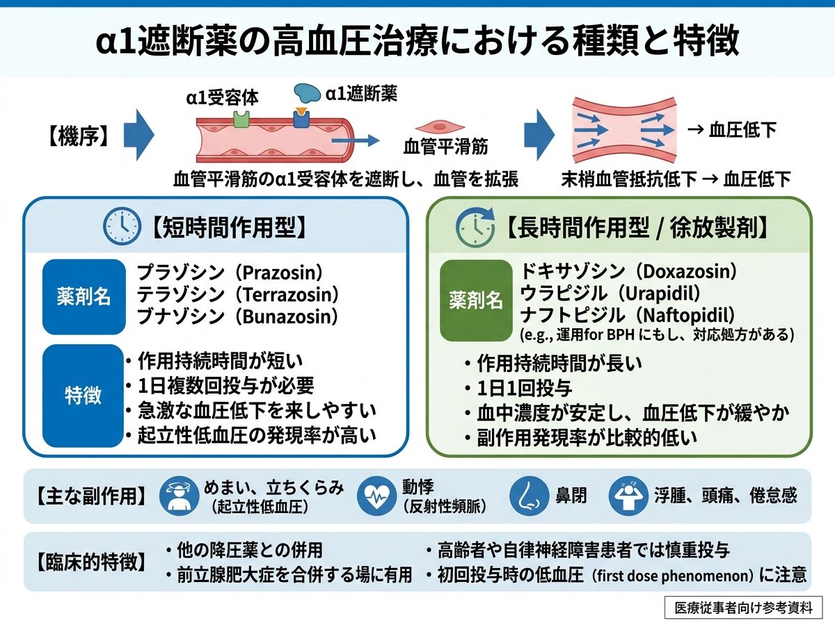 α1遮断薬の高血圧治療における種類と特徴