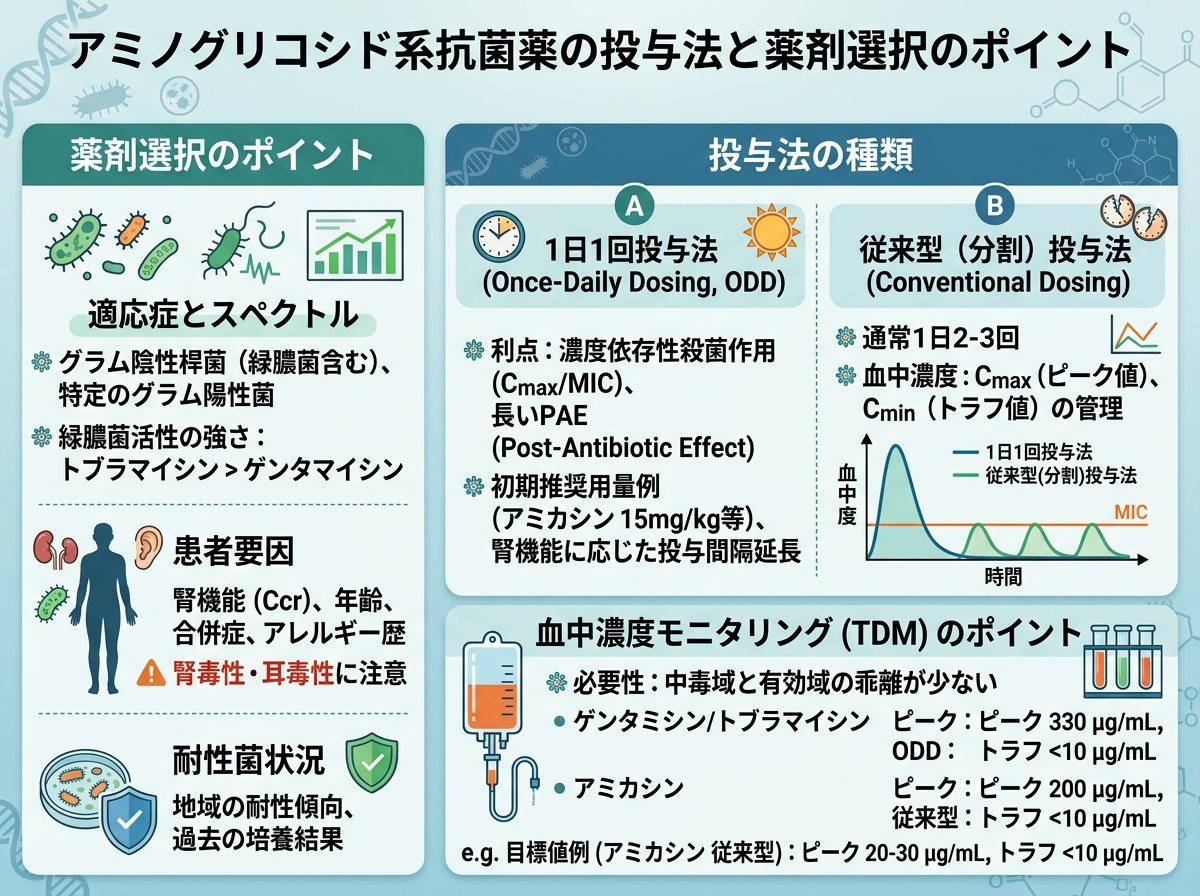 アミノグリコシド系抗菌薬の投与法と薬剤選択のポイント