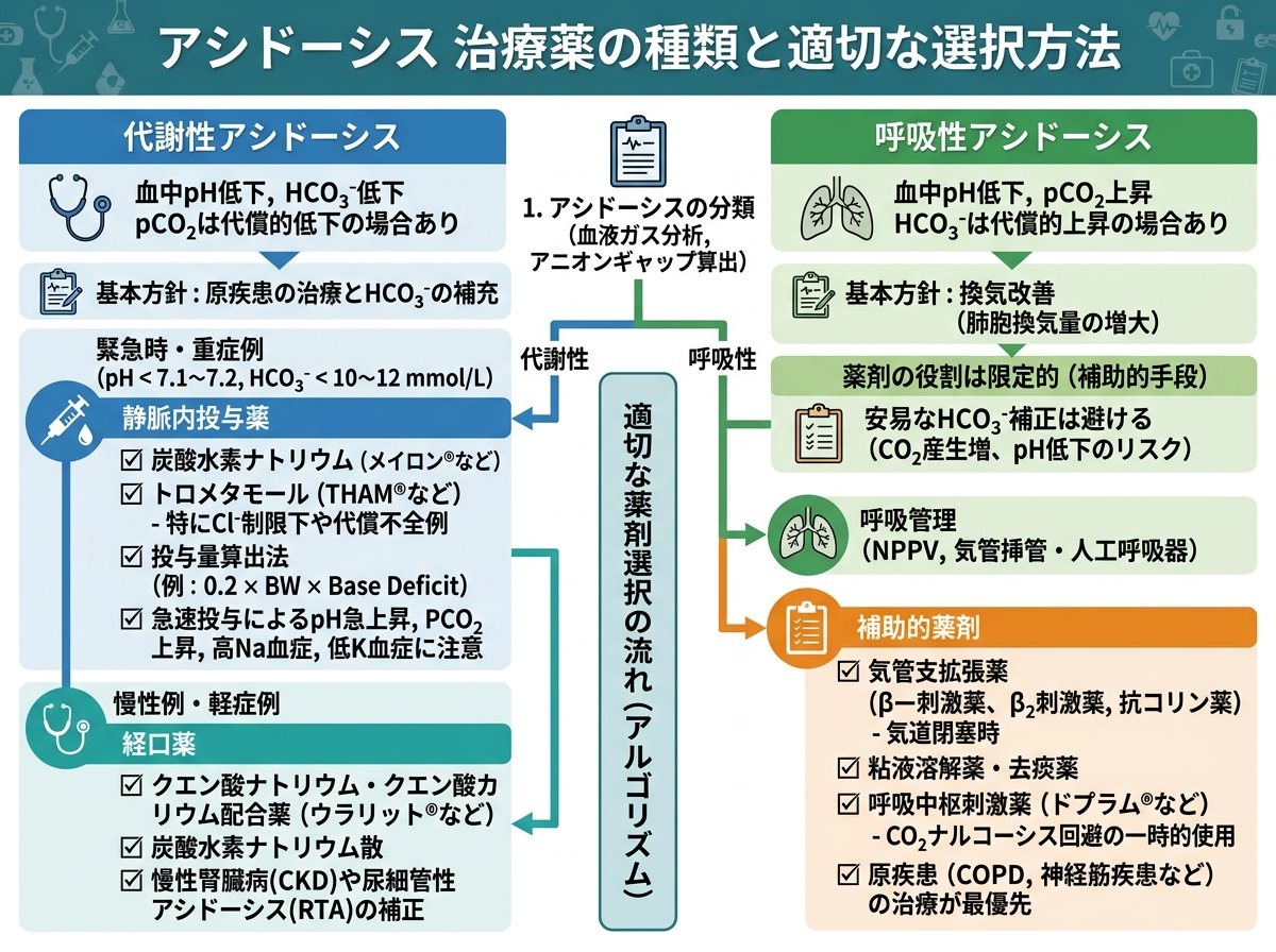 アシドーシス 治療薬の種類と適切な選択方法