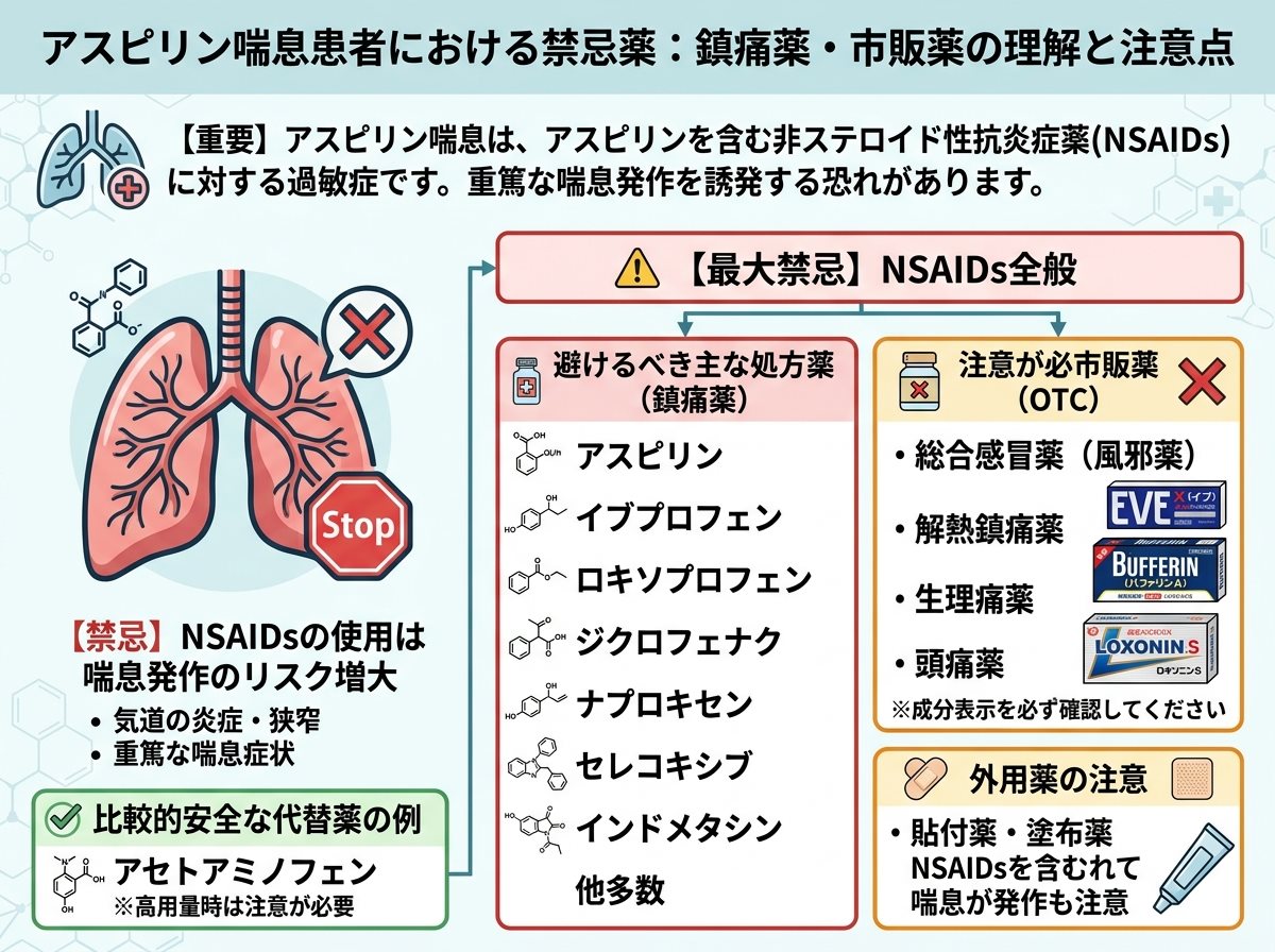 アスピリン喘息患者が避けるべき禁忌の鎮痛薬と市販薬