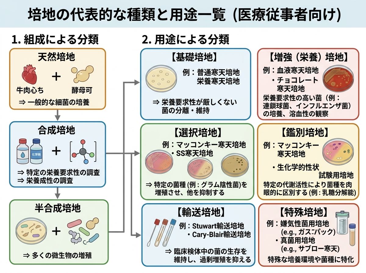 培地の代表的な種類と用途一覧