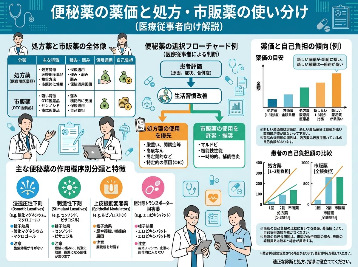 便秘薬の薬価と処方・市販薬の使い分け