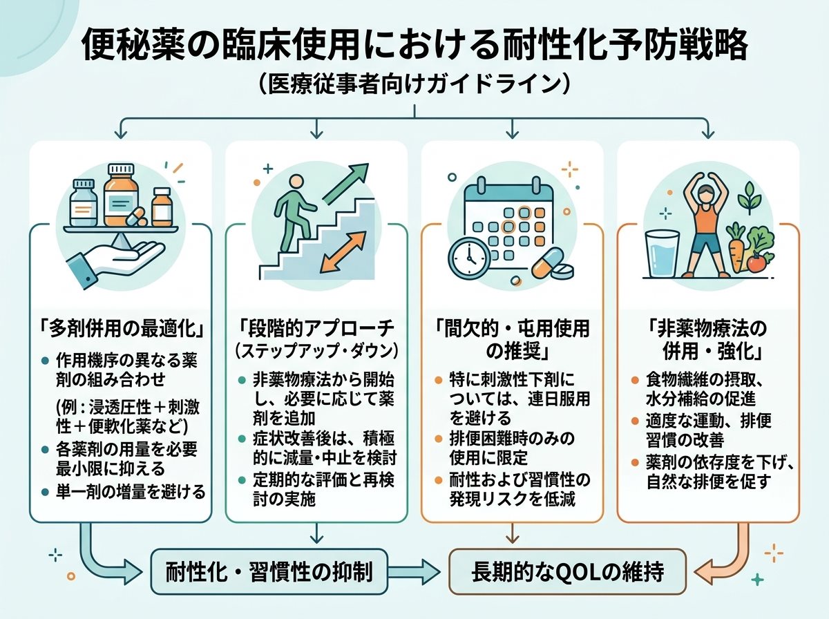 便秘薬の臨床使用における耐性化予防戦略