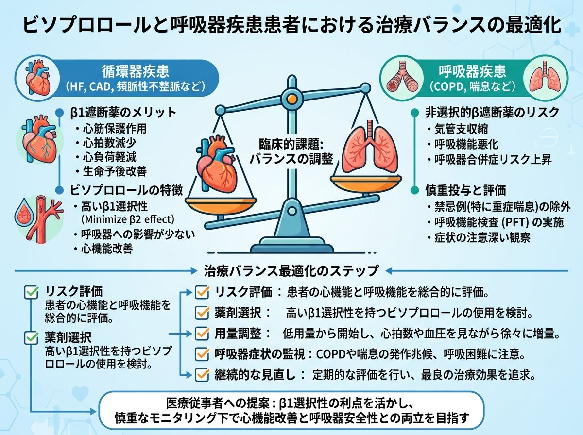ビソプロロールと呼吸器疾患患者における治療バランスの最適化