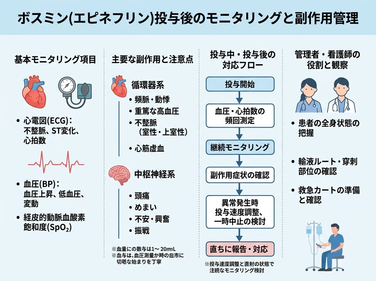 ボスミン投与後のモニタリングと副作用管理