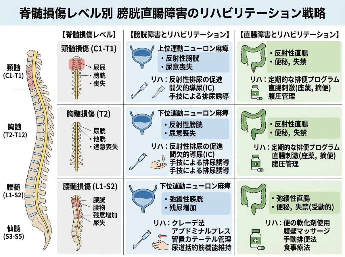 膀胱直腸障害の脊髄レベル別リハビリテーション戦略