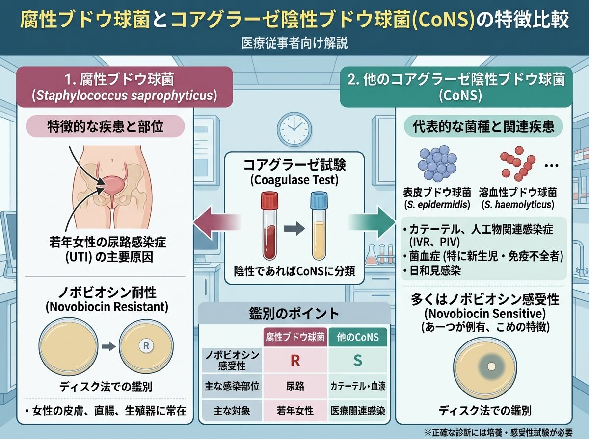 腐性ブドウ球菌とコアグラーゼ陰性ブドウ球菌の特徴