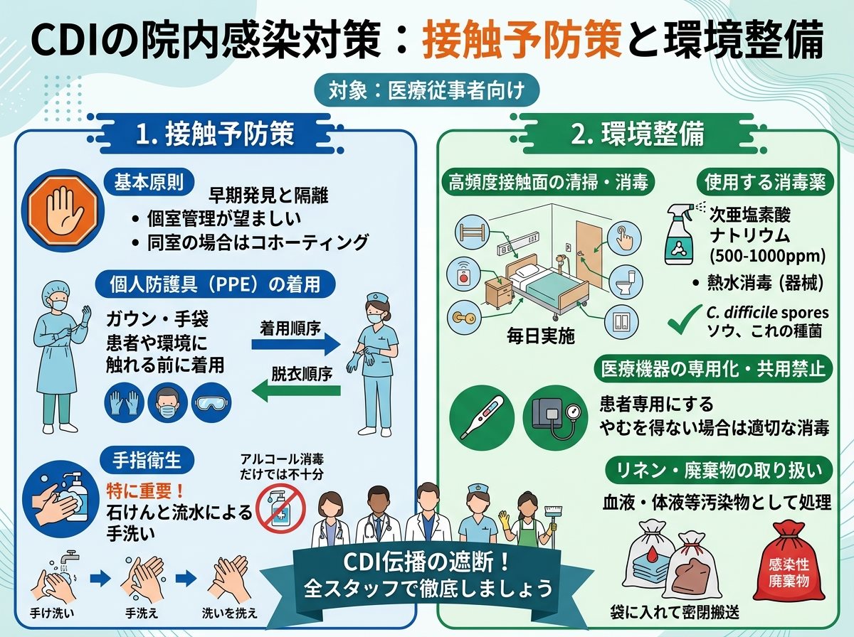 CDIの院内感染対策：接触予防策と環境整備