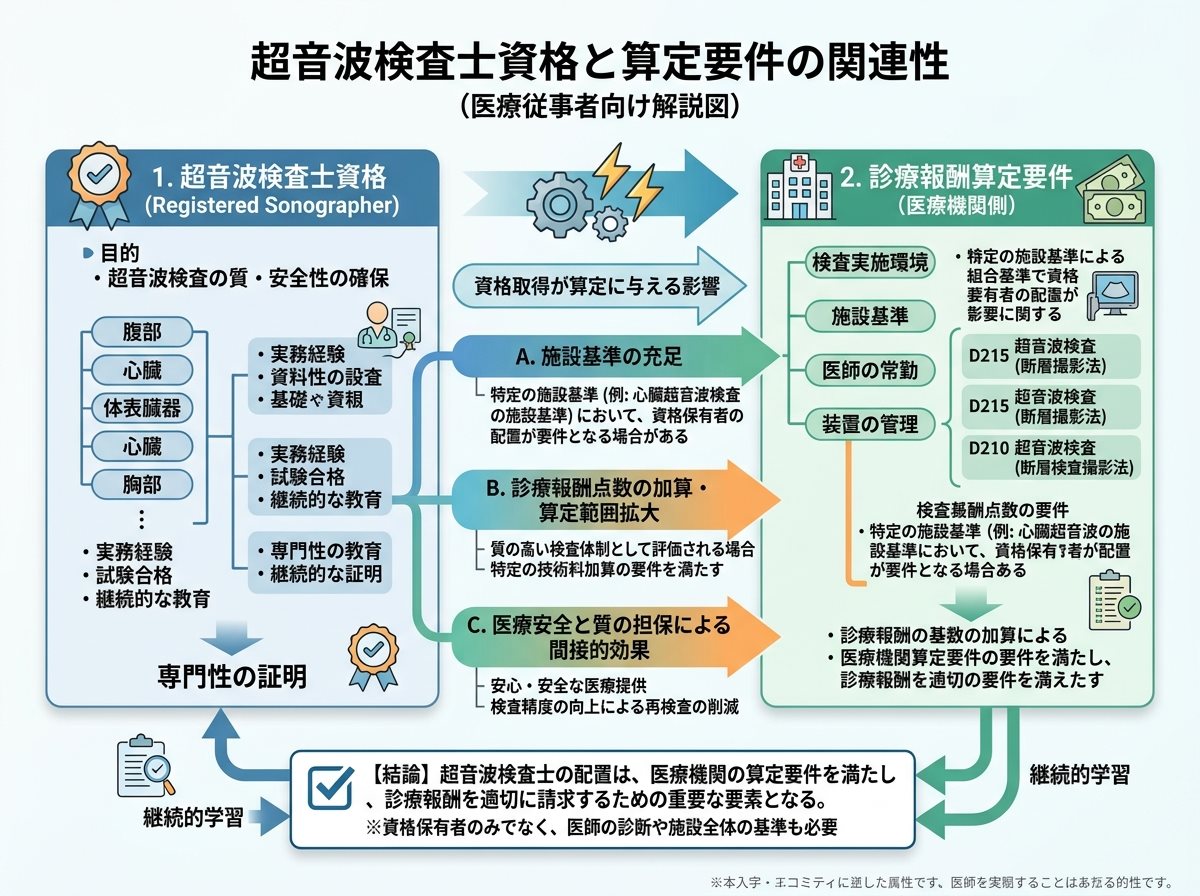 超音波検査士資格と算定要件の関連性